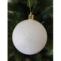 Новогодний шар "Блестки" Ø80мм белый, цена за набор 4шт